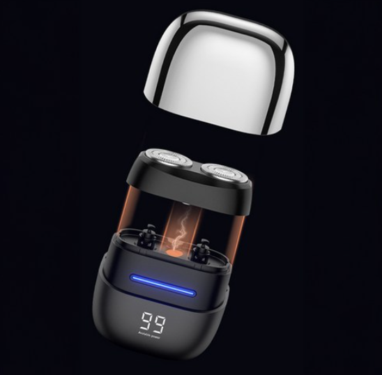 Mini Electric Shaver for Men – Dual Rotary Head, LED Display, USB Rechargeable | Travel Grooming