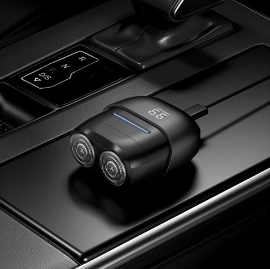 Mini Electric Shaver for Men – Dual Rotary Head, LED Display, USB Rechargeable | Travel Grooming