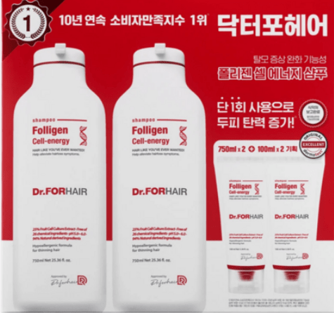 Dr. ForHair Folligen Cell Energy Shampoo – Costco Value Set (750ml x2 + 100ml x2) - 킴마트