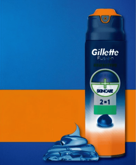 Gillette Fusion ProGlide Sensitive 2-in-1 Shaving Gel + Skincare 170g x2 (Twin Pack) - Kimmart