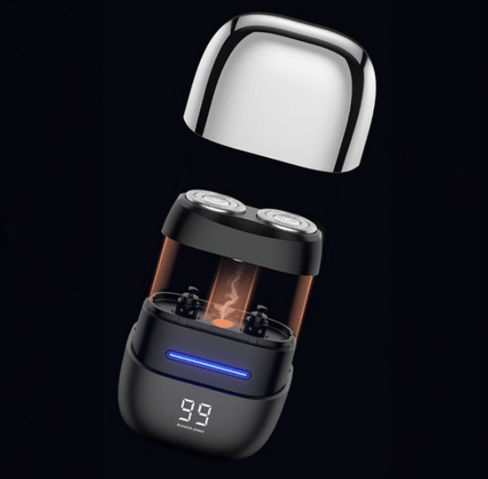 Mini Electric Shaver for Men – Dual Rotary Head, LED Display, USB Rechargeable | Travel Grooming - Kimmart
