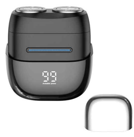 Mini Electric Shaver for Men – Dual Rotary Head, LED Display, USB Rechargeable | Travel Grooming - Kimmart